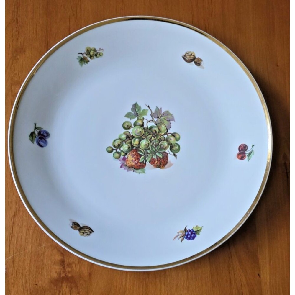 Vtg Kahla German Gold Rimmed Plate Set of 7-  Six 7.5in and One 12in Platter